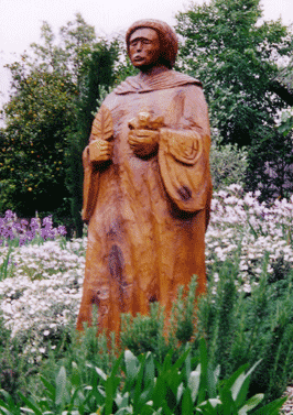The statue of St Stephen was carved from one of the pine trees originally on the property.